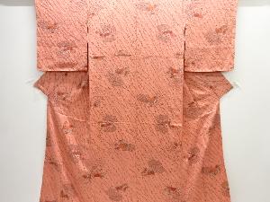 未使用品　仕立て上がり　絞り地紙に花模様小紋着物